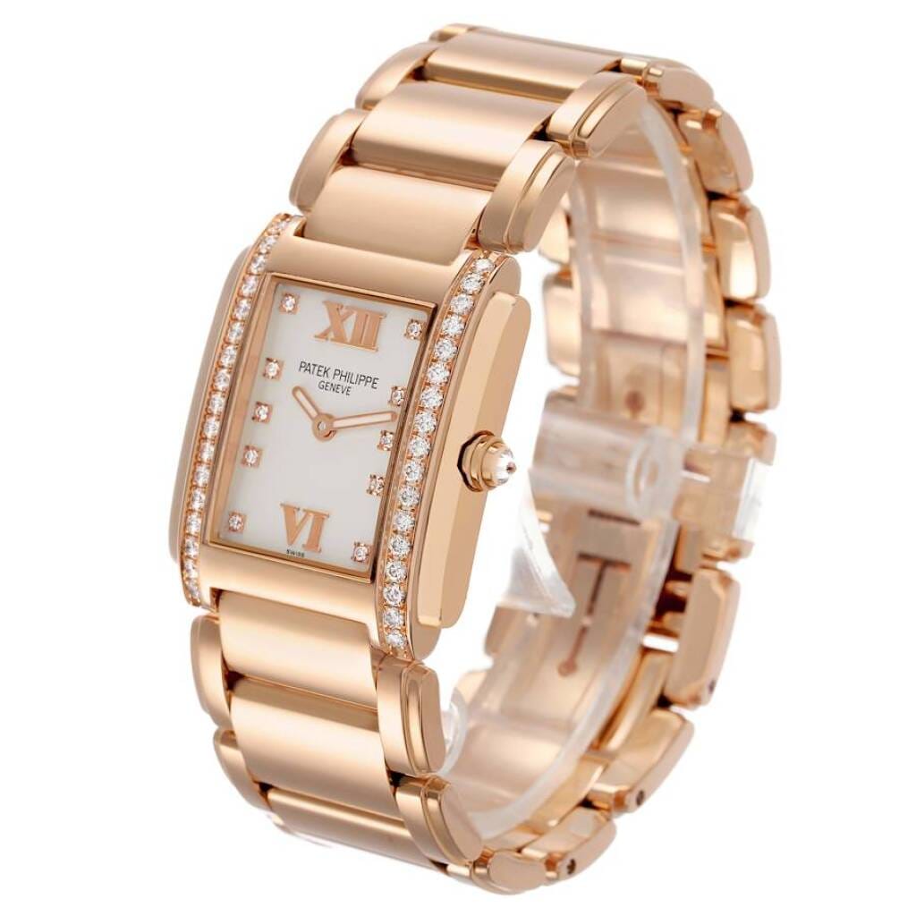 Twenty-4 (Reference 4910/11R-011). A 30mm rose gold diamond-set quartz wristwatch.