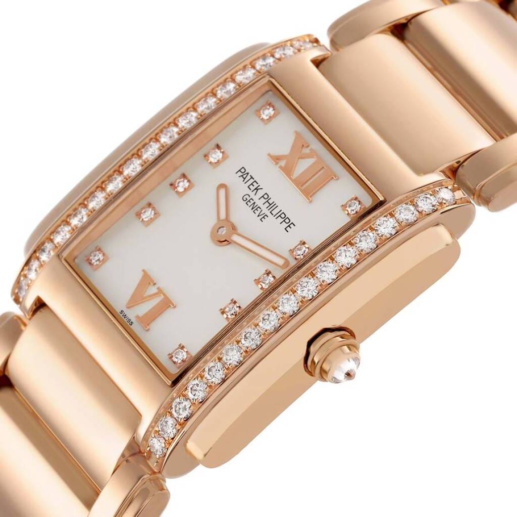 Twenty-4 (Reference 4910/11R-011). A 30mm rose gold diamond-set quartz wristwatch.