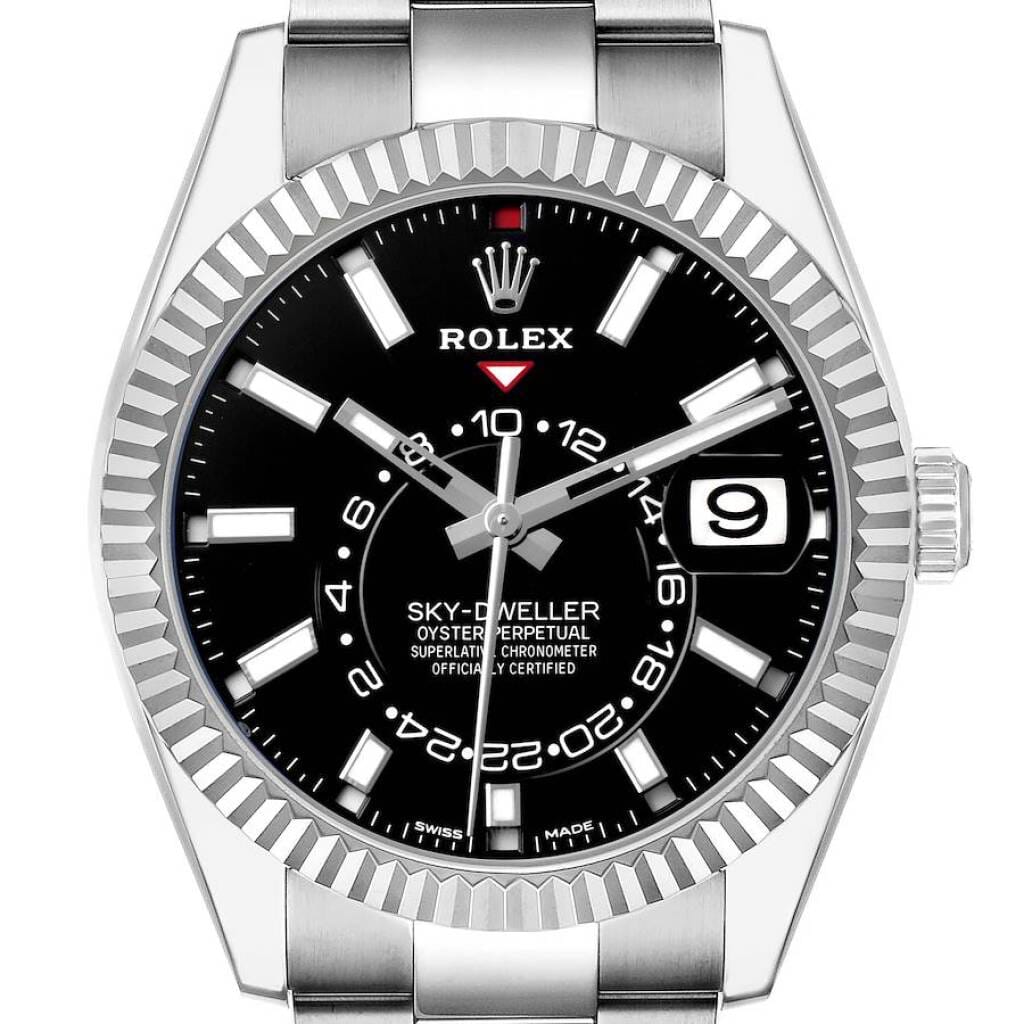 Sky-Dweller (Reference 326934). A 42mm white gold stainless steel automatic wristwatch with date and dual time. 2020