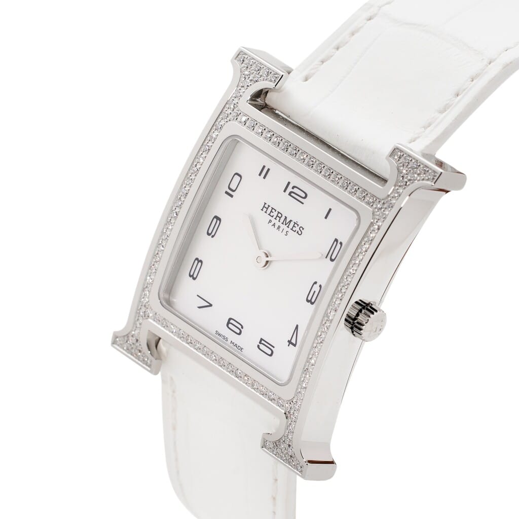 Heure H Small (Reference HH1.531). A 25mm stainless steel diamond-set quartz wristwatch. 2022