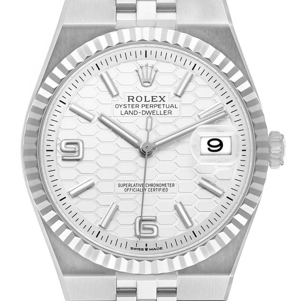 Land-Dweller (Reference 127334). A 40mm unworn white gold stainless steel automatic wristwatch with date. 2025
