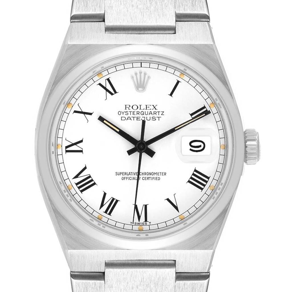 Datejust Oysterquartz 'Buckley' Dial (Reference 17000). A 36mm stainless steel quartz wristwatch with date. 1981