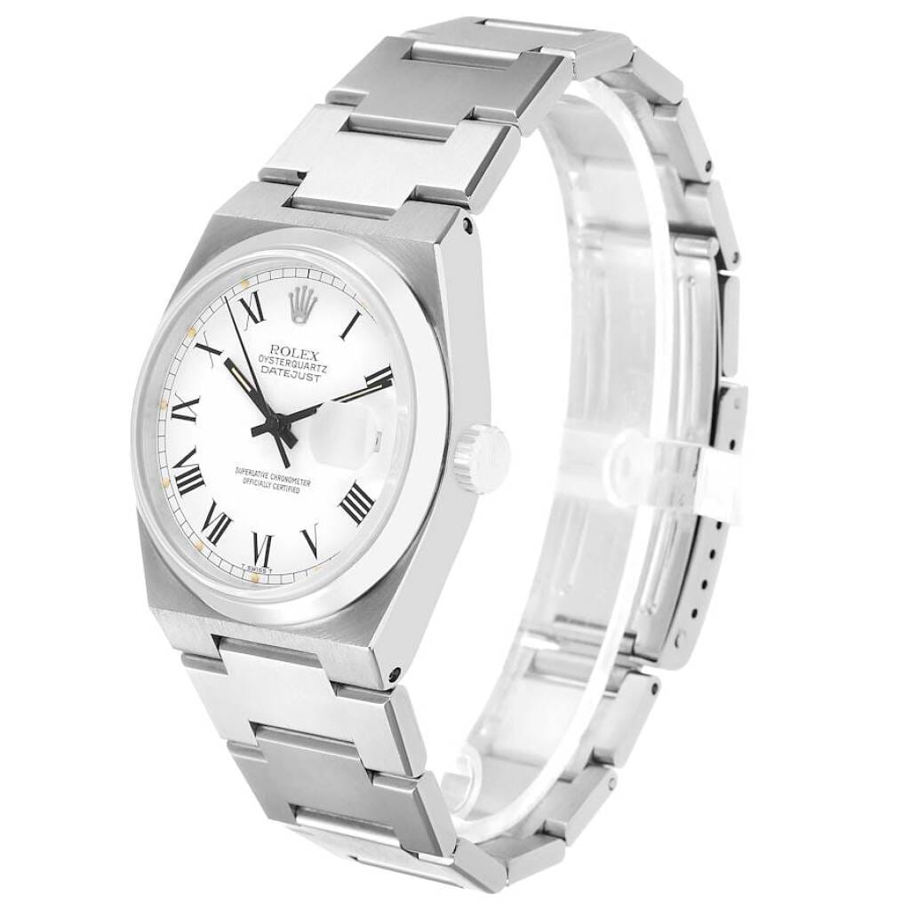Datejust Oysterquartz 'Buckley' Dial (Reference 17000). A 36mm stainless steel quartz wristwatch with date. 1981