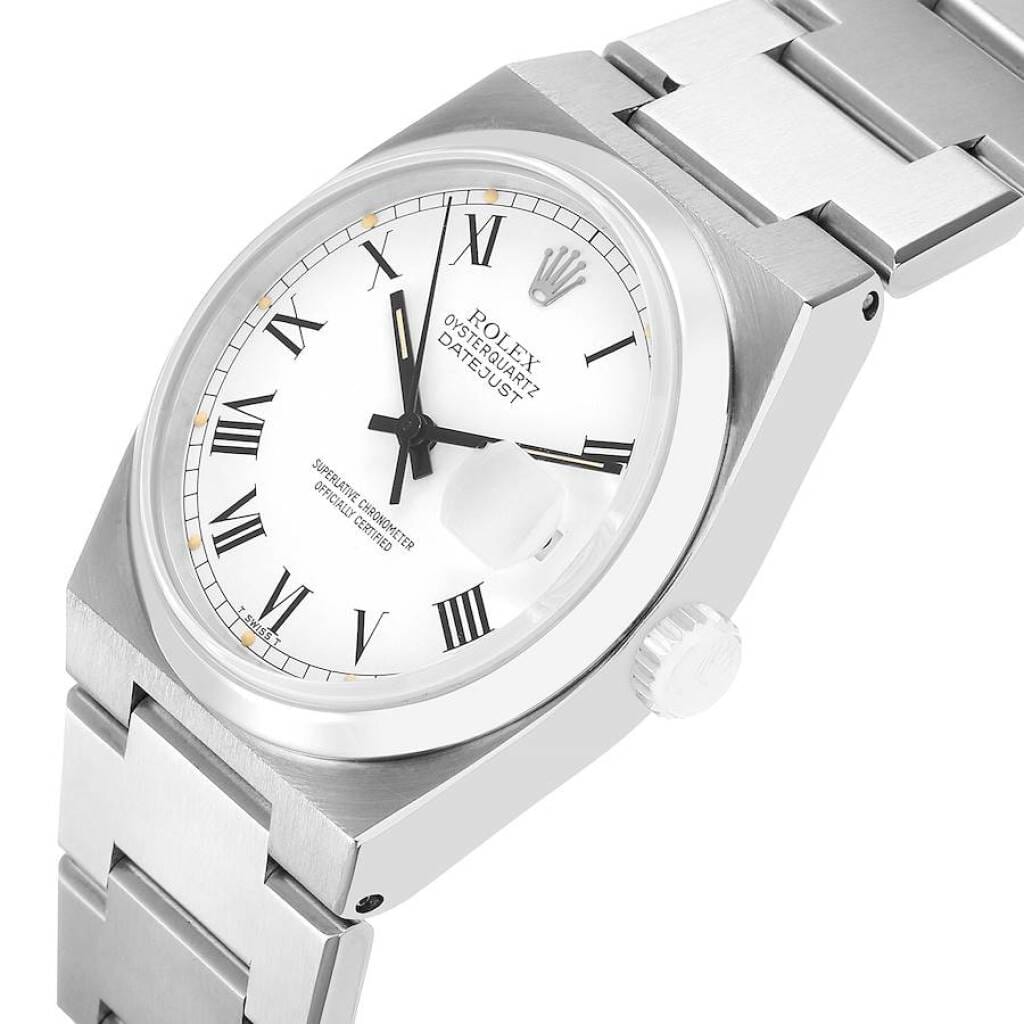 Datejust Oysterquartz 'Buckley' Dial (Reference 17000). A 36mm stainless steel quartz wristwatch with date. 1981