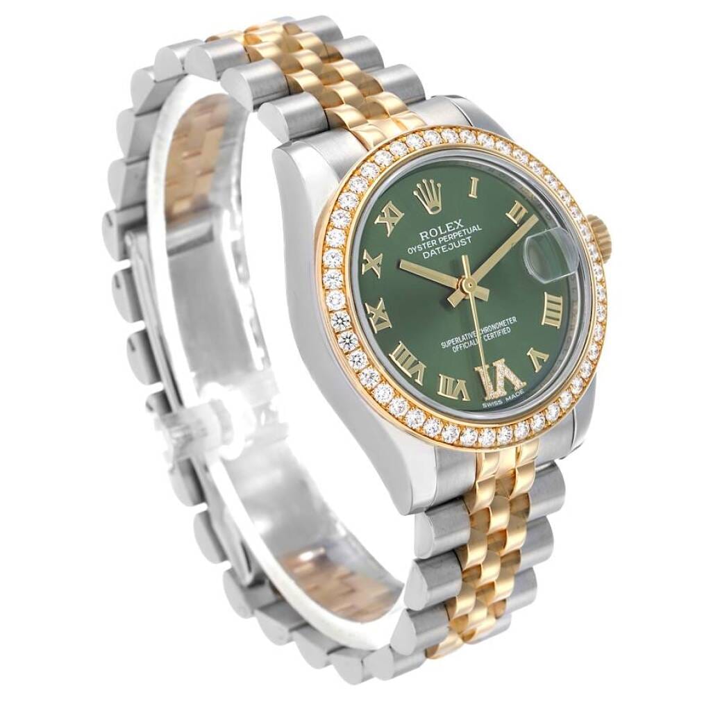 Datejust (Reference 178383). A 31mm yellow gold stainless steel diamond-set automatic wristwatch with date.