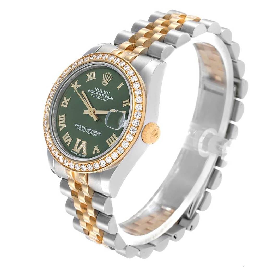 Datejust (Reference 178383). A 31mm yellow gold stainless steel diamond-set automatic wristwatch with date.