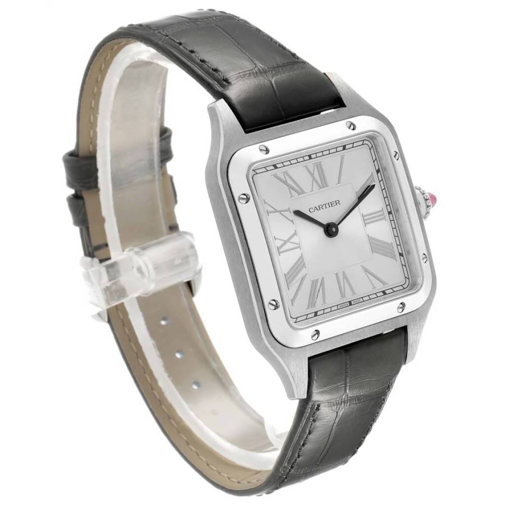 Santos Dumont Large Limited Edition 'Le Bresil' (Reference WGSA0034). A 43.5mm platinum manual wind wristwatch.