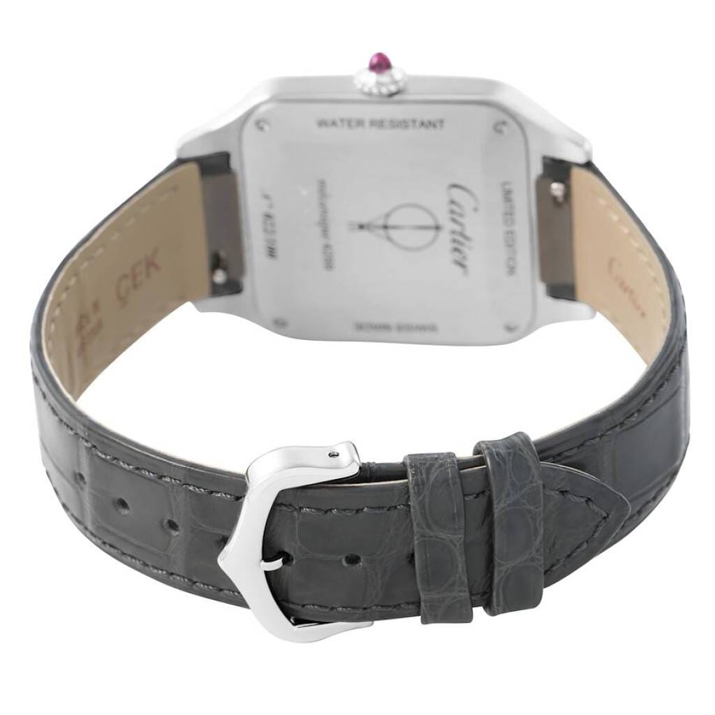 Santos Dumont Large Limited Edition 'Le Bresil' (Reference WGSA0034). A 43.5mm platinum manual wind wristwatch.