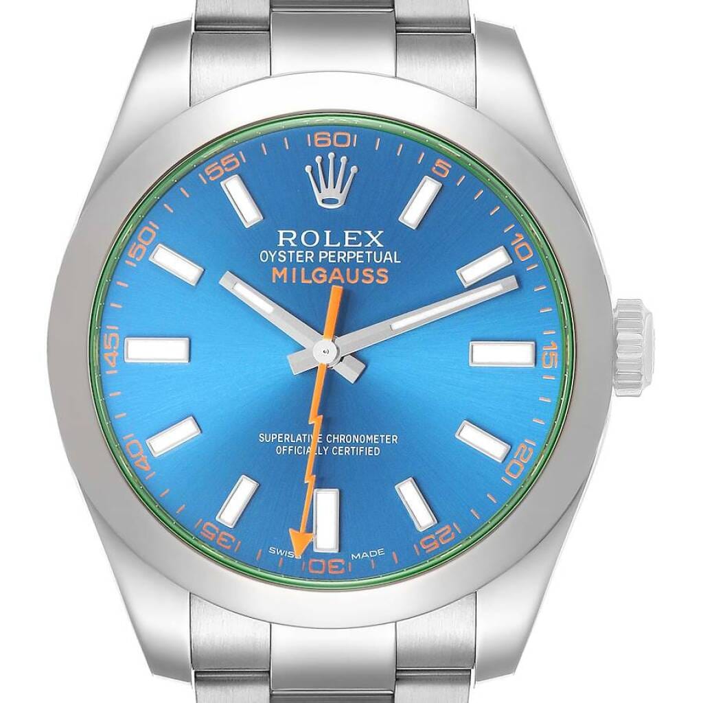 Milgauss 'Z-Blue' (Reference 116400GV). A 40mm stainless steel automatic wristwatch.