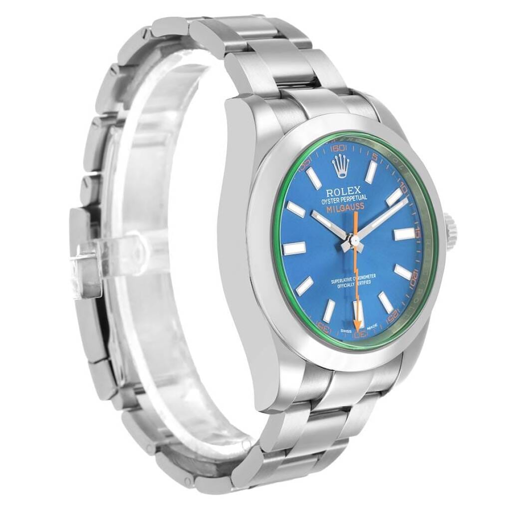 Milgauss 'Z-Blue' (Reference 116400GV). A 40mm stainless steel automatic wristwatch.