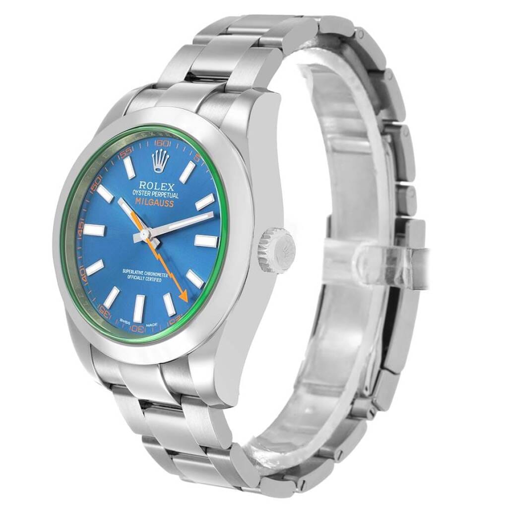 Milgauss 'Z-Blue' (Reference 116400GV). A 40mm stainless steel automatic wristwatch.
