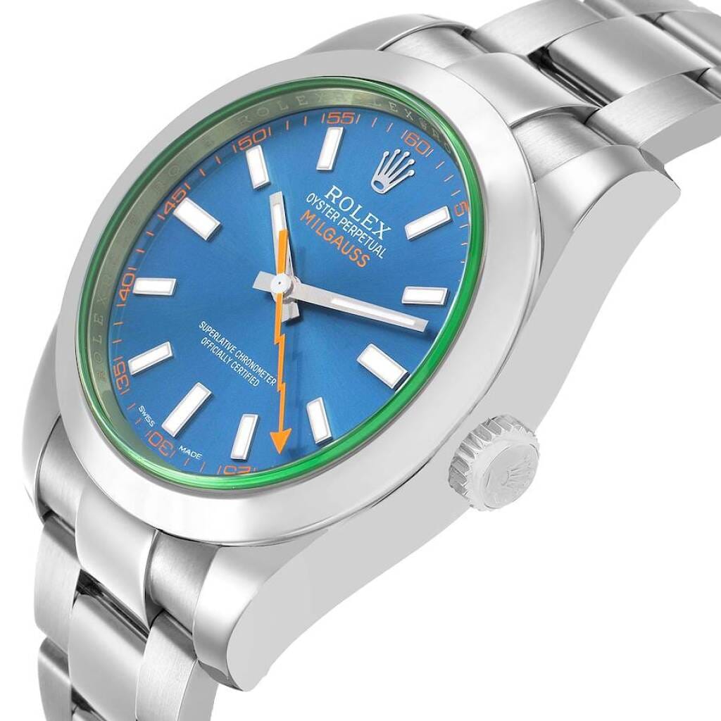Milgauss 'Z-Blue' (Reference 116400GV). A 40mm stainless steel automatic wristwatch.