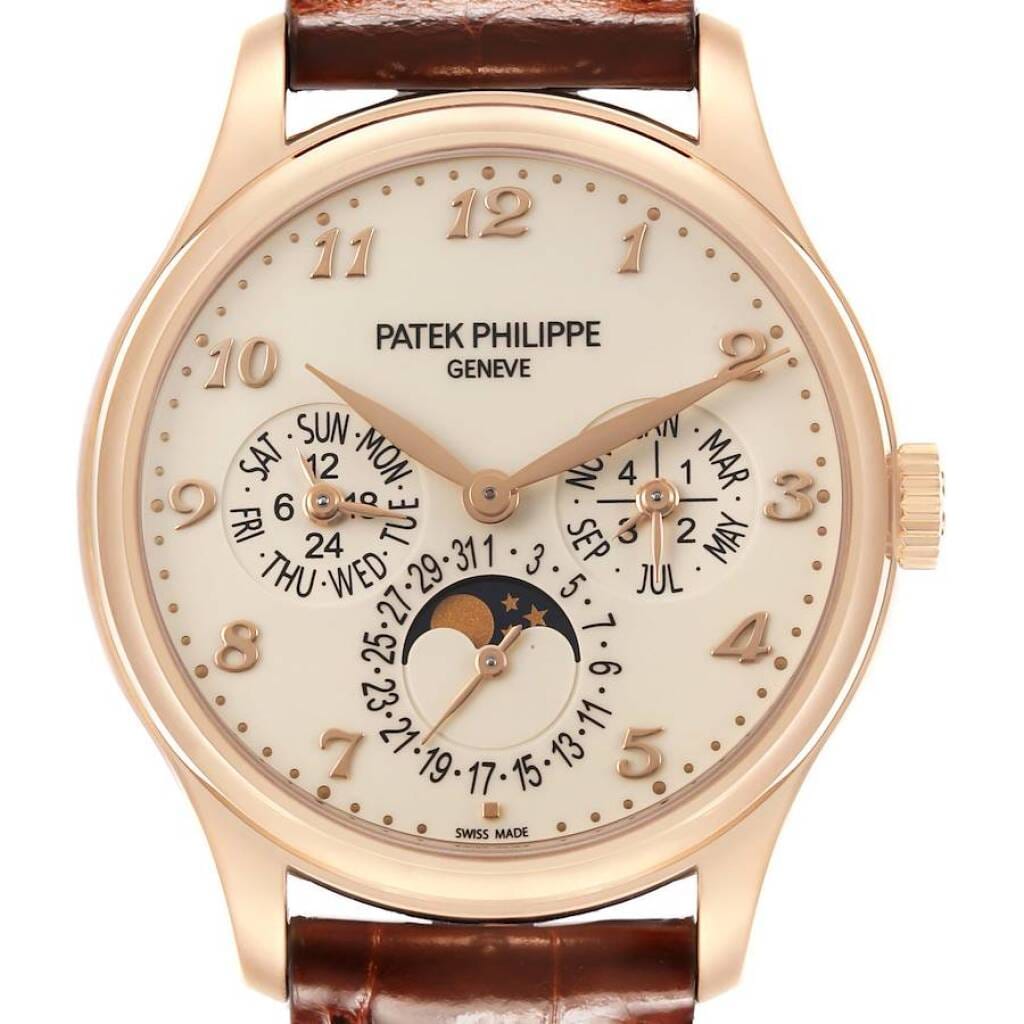 Grand Complications (Reference 5327R-001). A 39mm rose gold automatic wristwatch with date, day, month, moon phase, leap year, 24 hour-format, and perpetual calendar. 2017