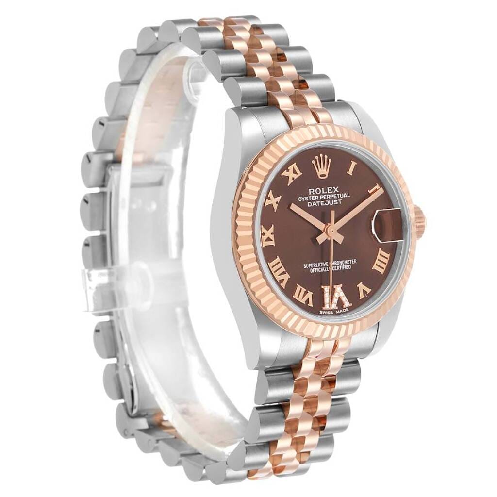 Datejust (Reference 178271). A 31mm rose gold stainless steel diamond-set automatic wristwatch with date.
