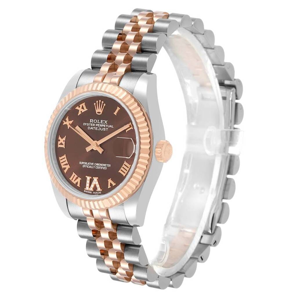 Datejust (Reference 178271). A 31mm rose gold stainless steel diamond-set automatic wristwatch with date.