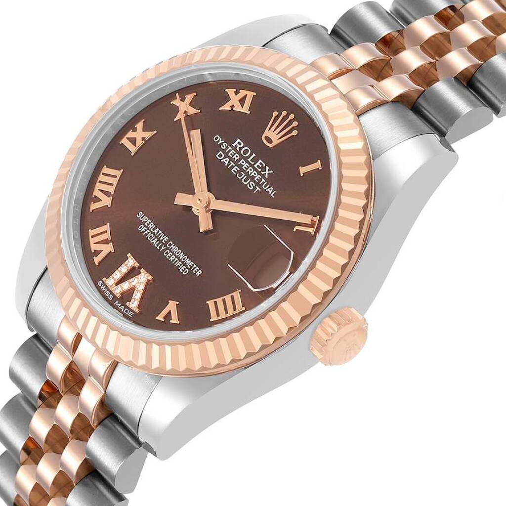 Datejust (Reference 178271). A 31mm rose gold stainless steel diamond-set automatic wristwatch with date.
