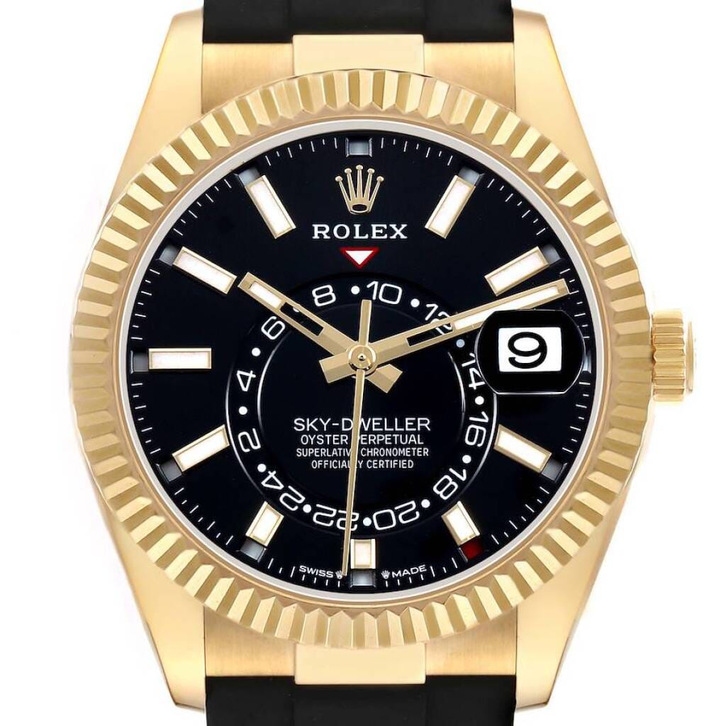 Sky-Dweller (Reference 336238). A 42mm yellow gold automatic wristwatch with date and dual time.