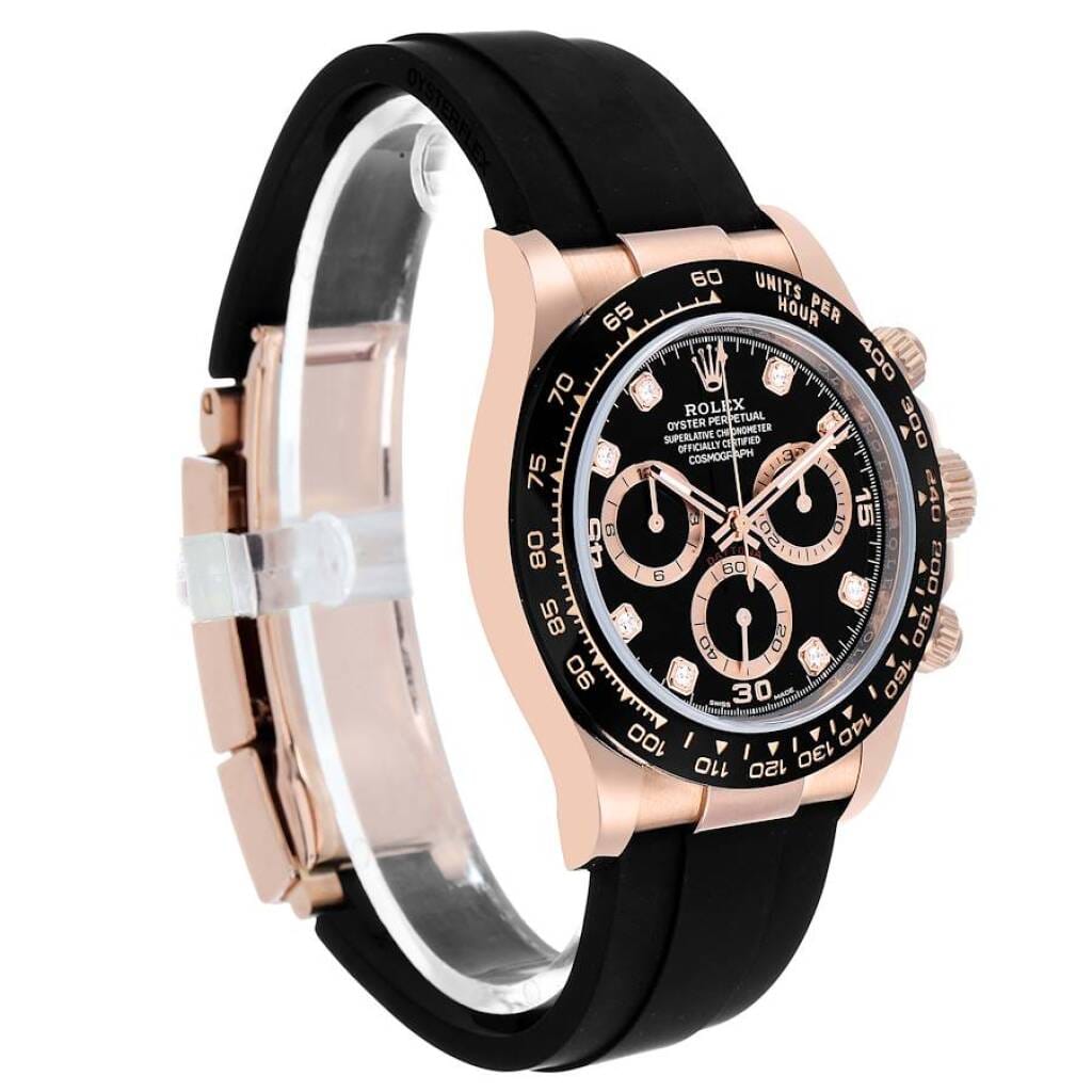 Cosmograph Daytona (Reference 116515LN). A 40mm rose gold diamond-set automatic wristwatch with chronograph. 2022
