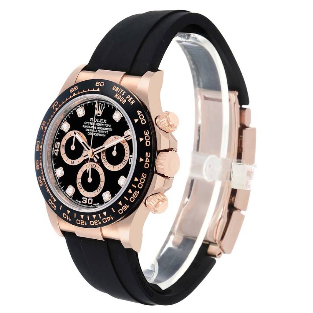 Cosmograph Daytona (Reference 116515LN). A 40mm rose gold diamond-set automatic wristwatch with chronograph. 2022
