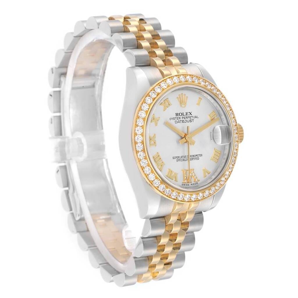 Datejust (Reference 178383). A 31mm yellow gold stainless steel diamond-set automatic wristwatch with date.
