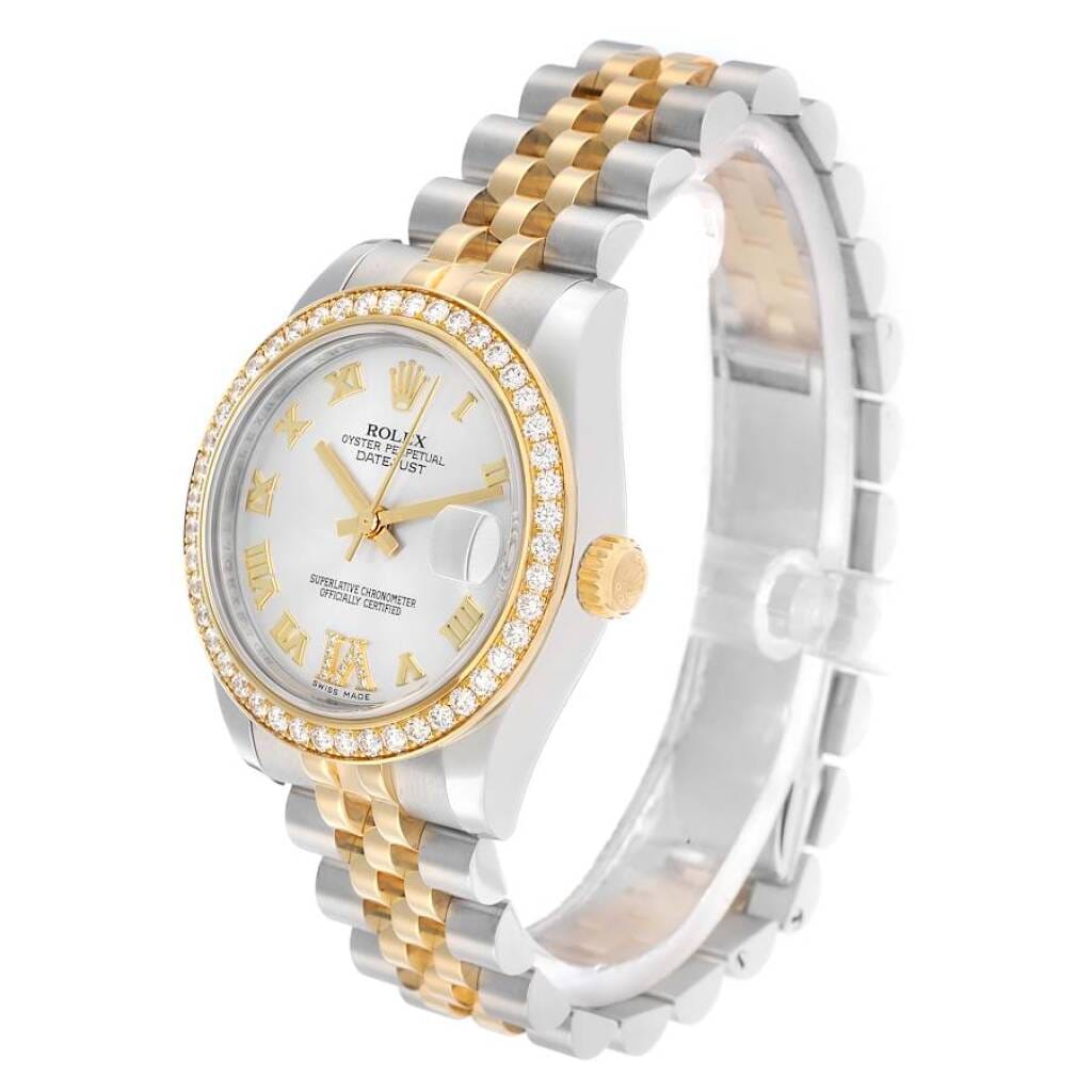 Datejust (Reference 178383). A 31mm yellow gold stainless steel diamond-set automatic wristwatch with date.