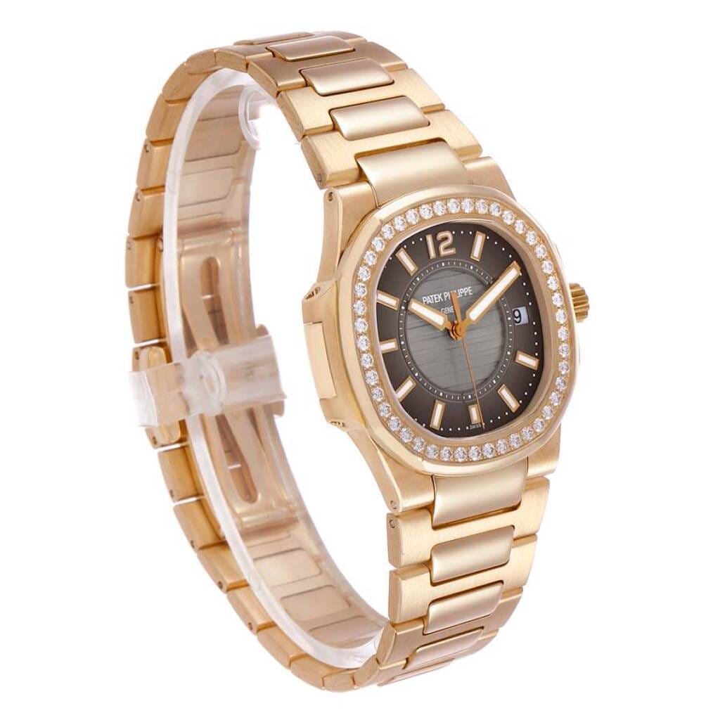 Nautilus (Reference 7010/1R-010). A 32mm rose gold diamond-set quartz wristwatch with date. 2012