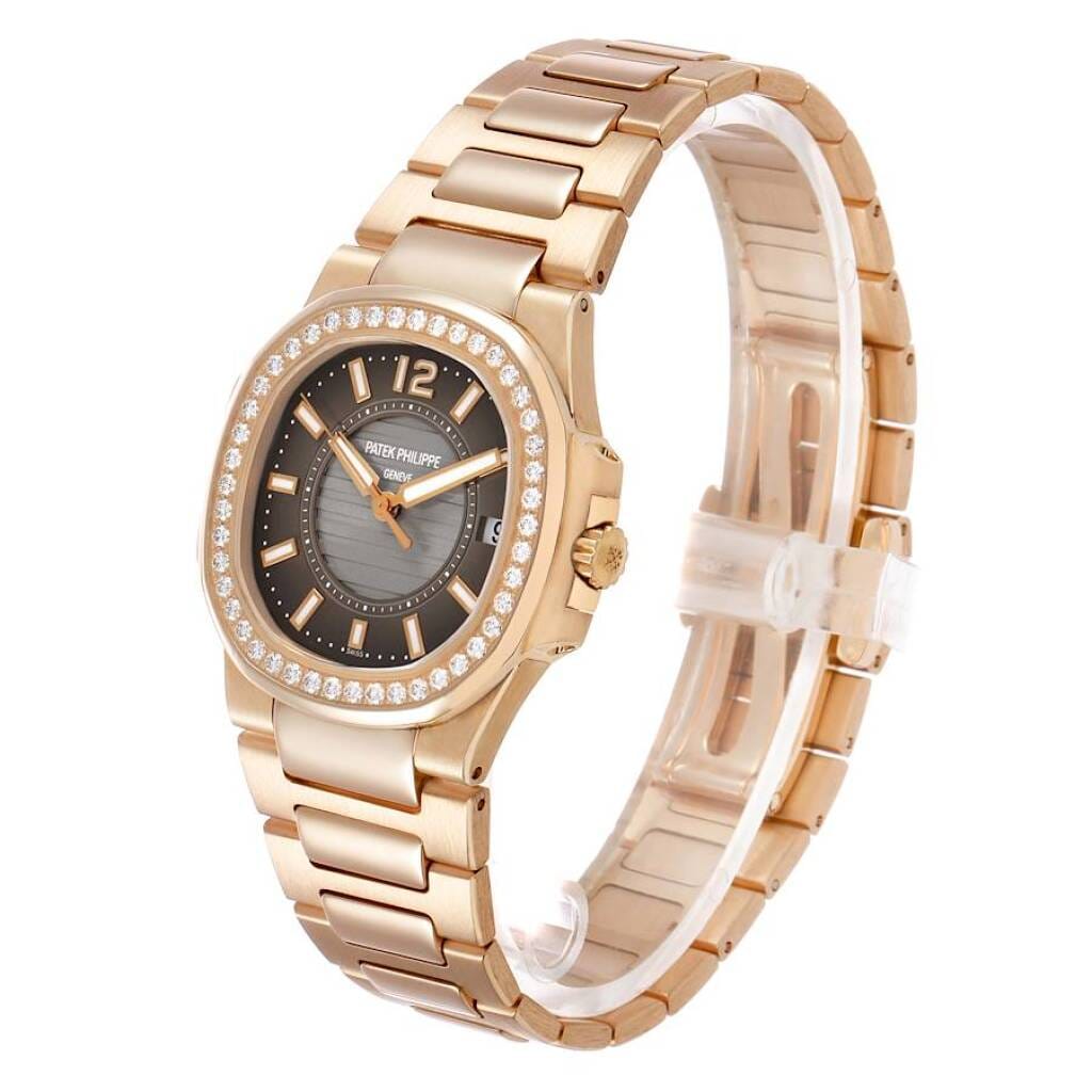 Nautilus (Reference 7010/1R-010). A 32mm rose gold diamond-set quartz wristwatch with date. 2012