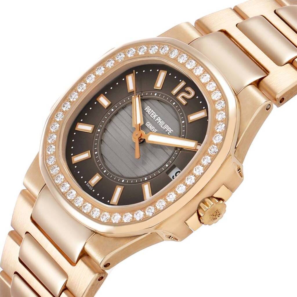 Nautilus (Reference 7010/1R-010). A 32mm rose gold diamond-set quartz wristwatch with date. 2012