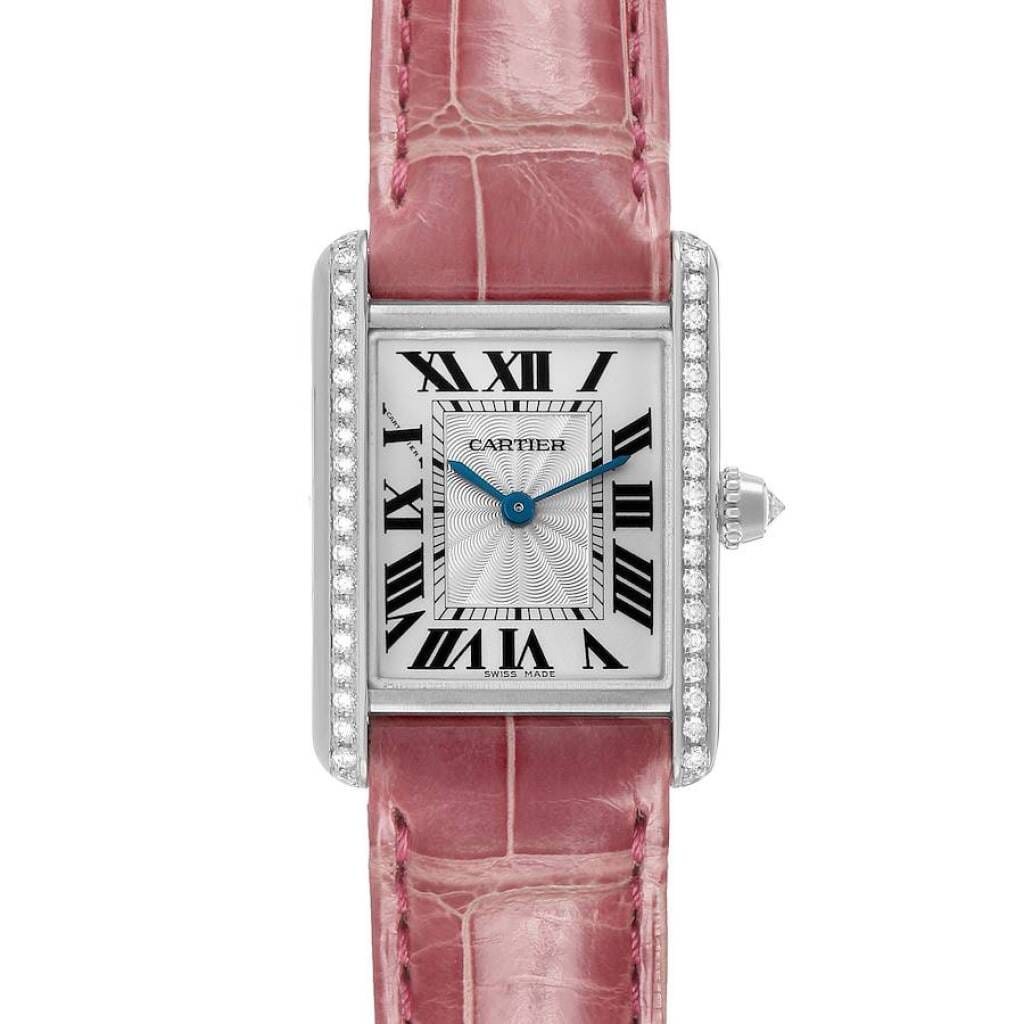 Cartier Tank Louis (Reference WJTA0011). A 29.5mm white gold diamond-set manual wind wristwatch. 2018