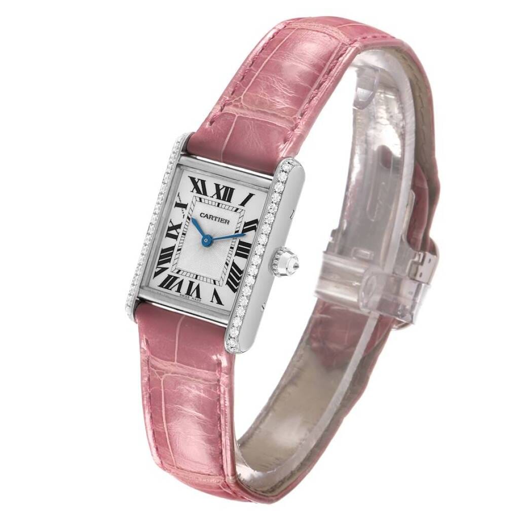 Cartier Tank Louis (Reference WJTA0011). A 29.5mm white gold diamond-set manual wind wristwatch. 2018