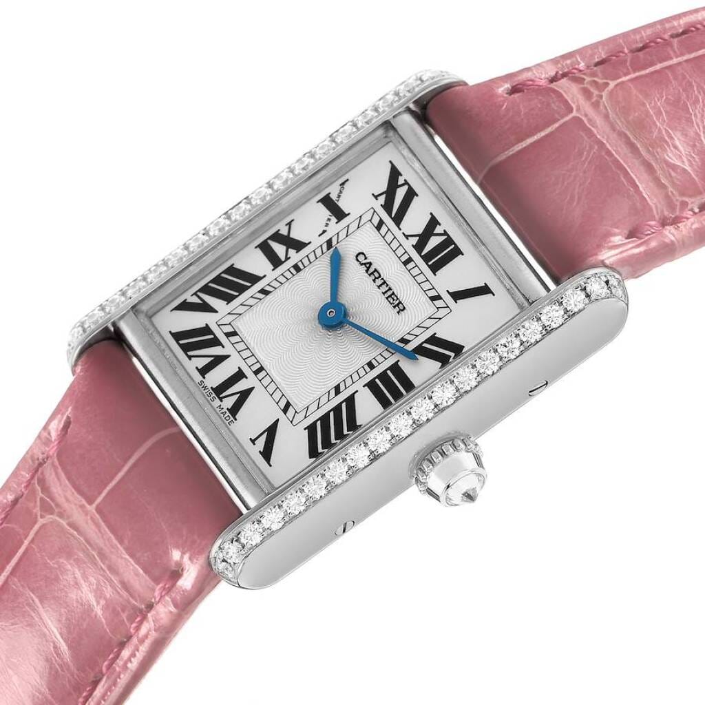 Cartier Tank Louis (Reference WJTA0011). A 29.5mm white gold diamond-set manual wind wristwatch. 2018