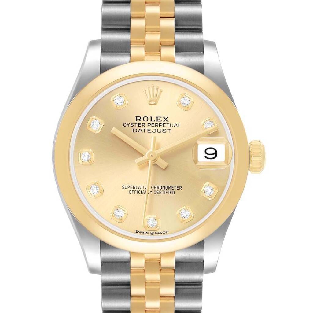 Datejust (Reference 278243). A 31mm yellow gold stainless steel diamond-set automatic wristwatch with date. 2021