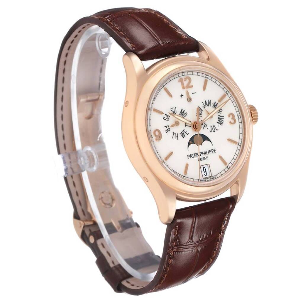 Complications (Reference 5146R-001). A 39mm rose gold automatic wristwatch with date, day, month, moon phase, power reserve, and annual calendar.