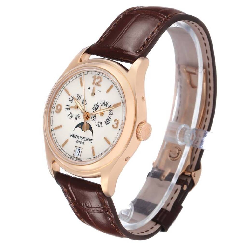 Complications (Reference 5146R-001). A 39mm rose gold automatic wristwatch with date, day, month, moon phase, power reserve, and annual calendar.