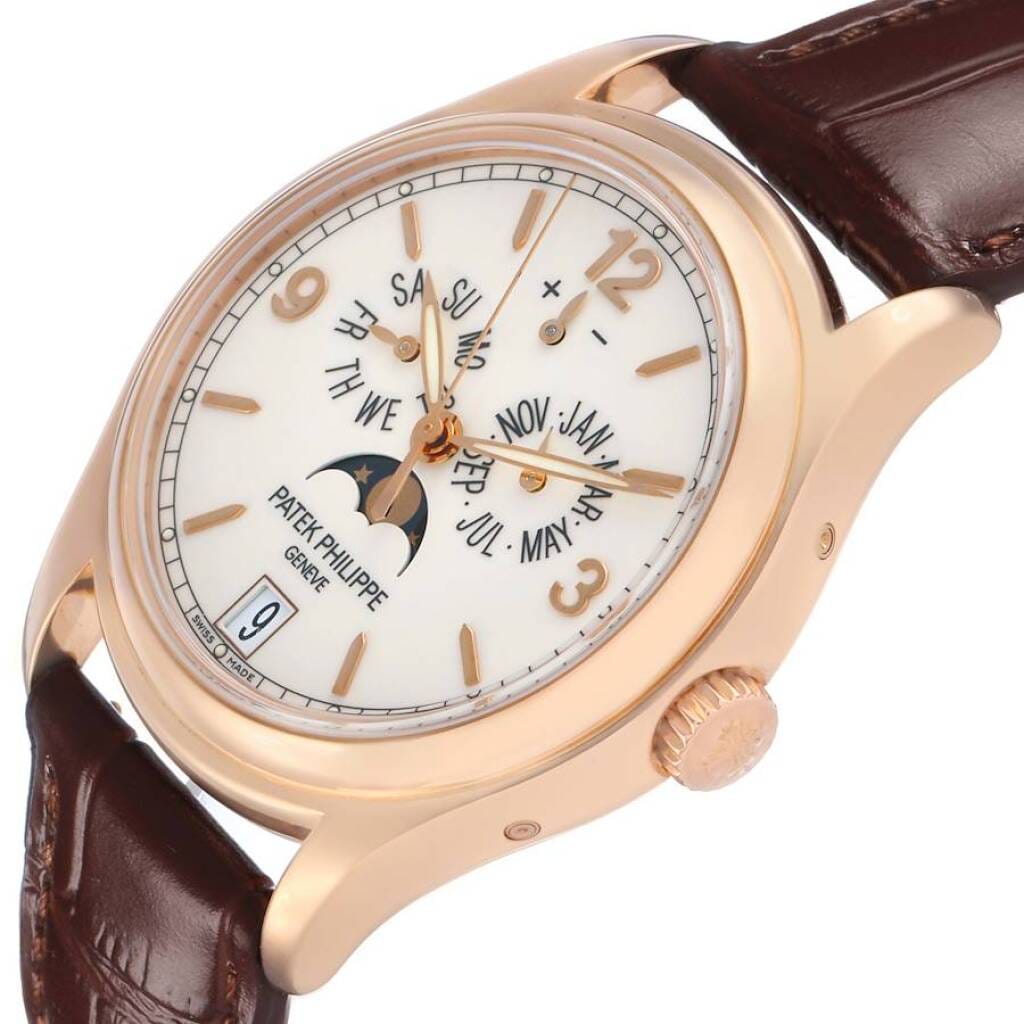 Complications (Reference 5146R-001). A 39mm rose gold automatic wristwatch with date, day, month, moon phase, power reserve, and annual calendar.