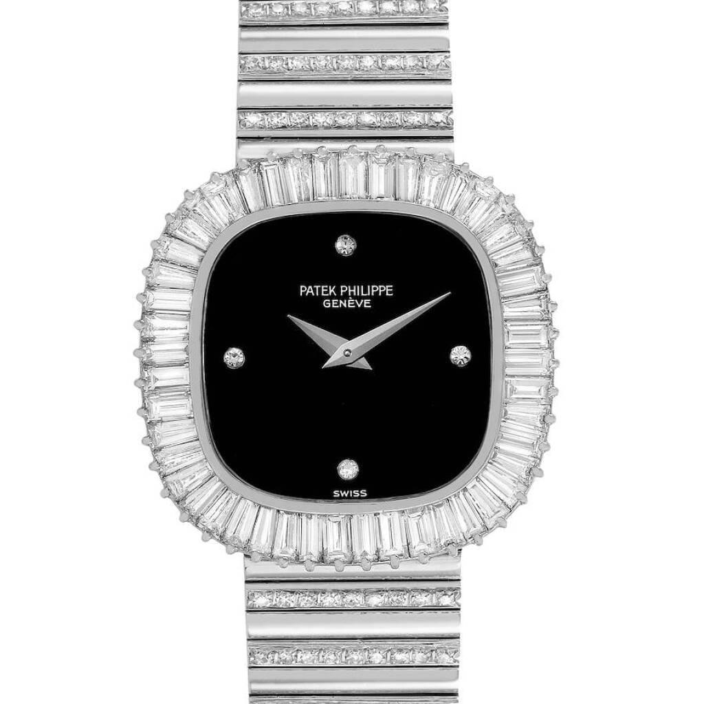 Vintage Onyx Dial (Reference 4432/1). A 26.6mm white gold diamond-set manual wind wristwatch.