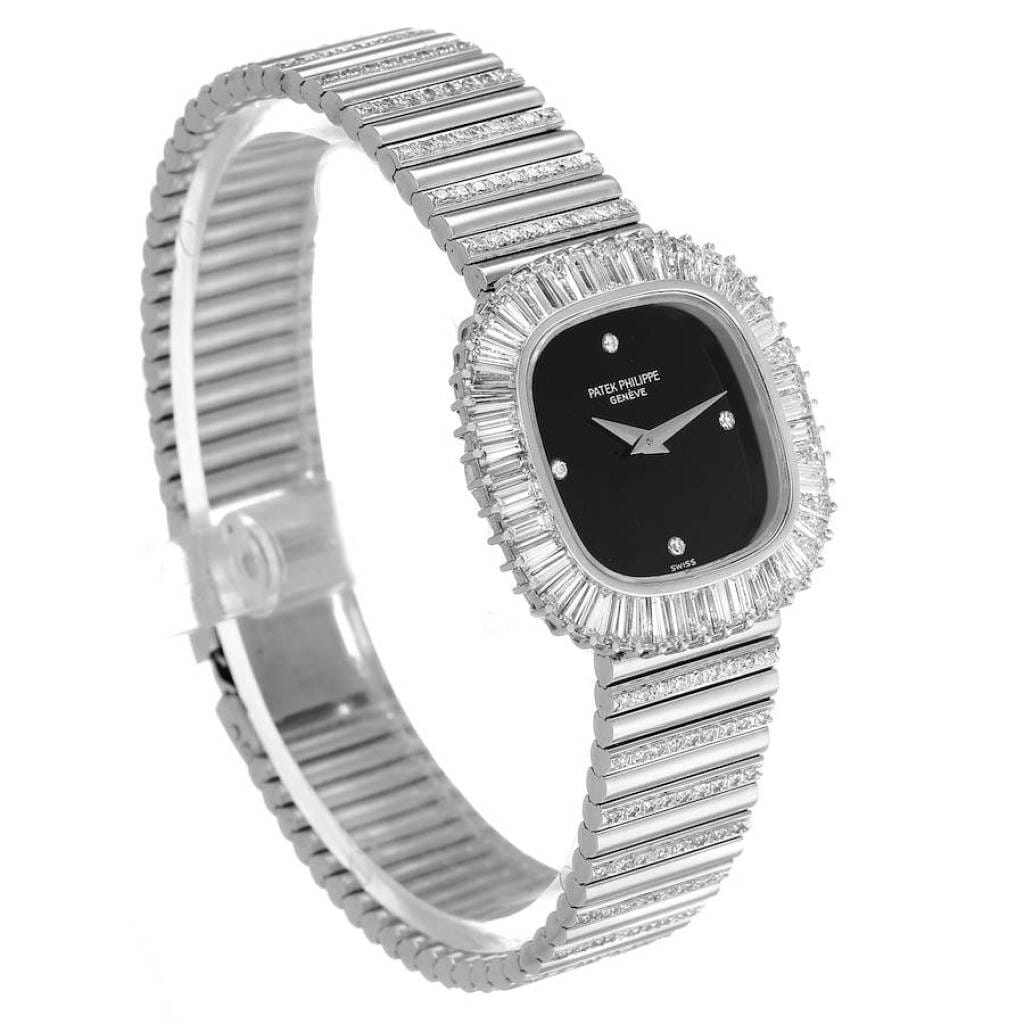 Vintage Onyx Dial (Reference 4432/1). A 26.6mm white gold diamond-set manual wind wristwatch.