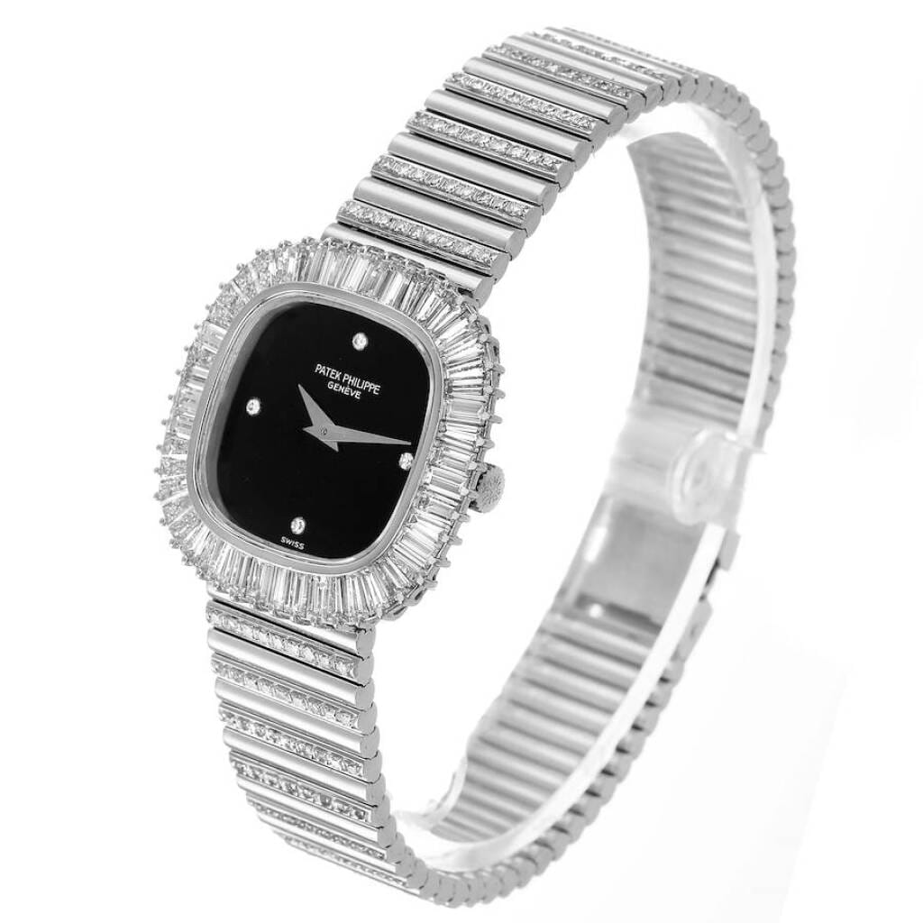 Vintage Onyx Dial (Reference 4432/1). A 26.6mm white gold diamond-set manual wind wristwatch.