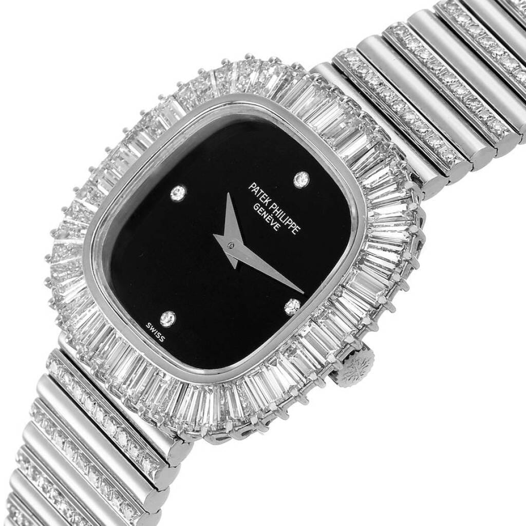 Vintage Onyx Dial (Reference 4432/1). A 26.6mm white gold diamond-set manual wind wristwatch.