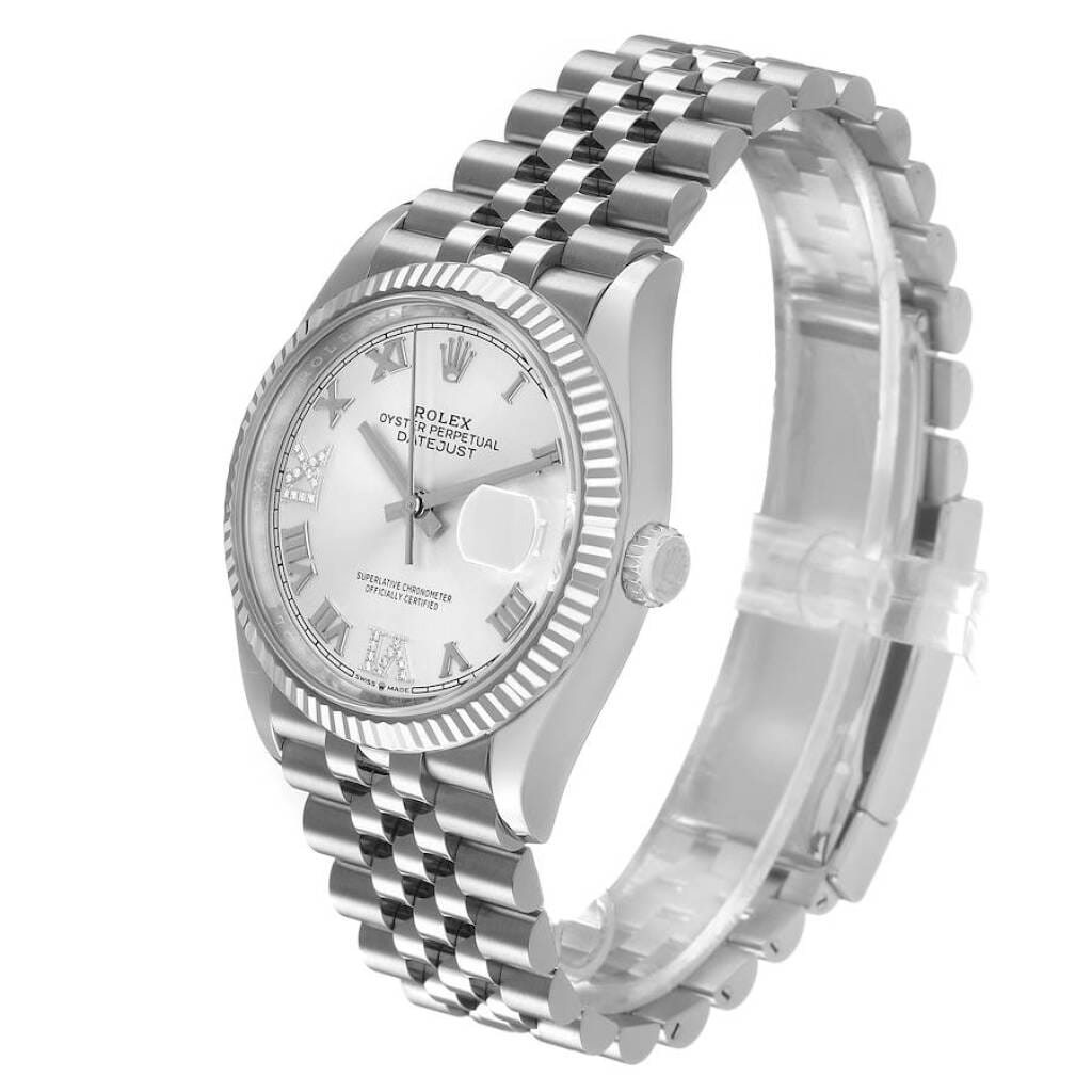 Datejust (Reference 126234). A 36mm white gold stainless steel diamond-set automatic wristwatch with date. 2023
