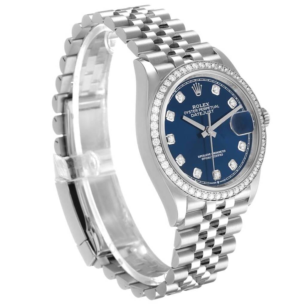 Datejust (Reference 126284RBR). A 36mm white gold stainless steel diamond-set automatic wristwatch with date. 2025