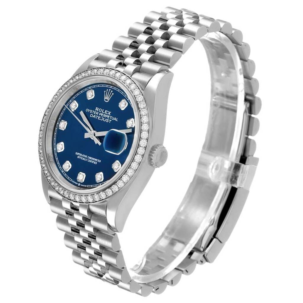 Datejust (Reference 126284RBR). A 36mm white gold stainless steel diamond-set automatic wristwatch with date. 2025