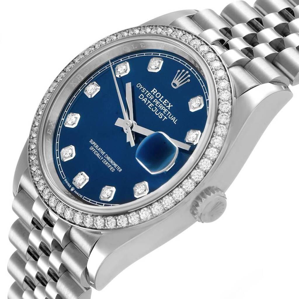 Datejust (Reference 126284RBR). A 36mm white gold stainless steel diamond-set automatic wristwatch with date. 2025