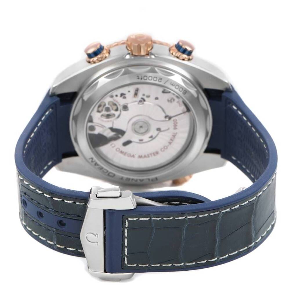 Seamaster Planet Ocean (Reference 215.23.46.51.03.001). A 45.5mm rose gold stainless steel automatic wristwatch with date and chronograph. 2017