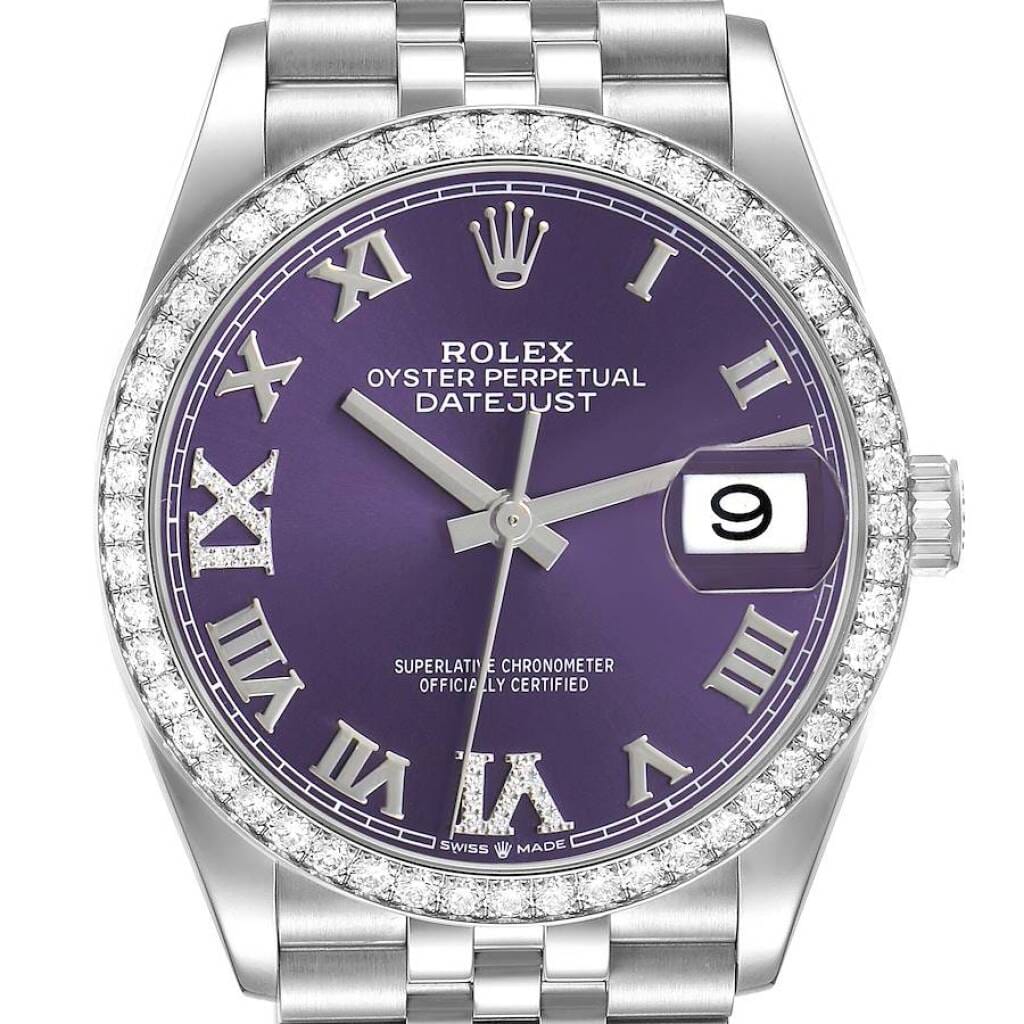 Datejust (Reference 126284RBR). A 36mm white gold stainless steel diamond-set automatic wristwatch with date. 2024