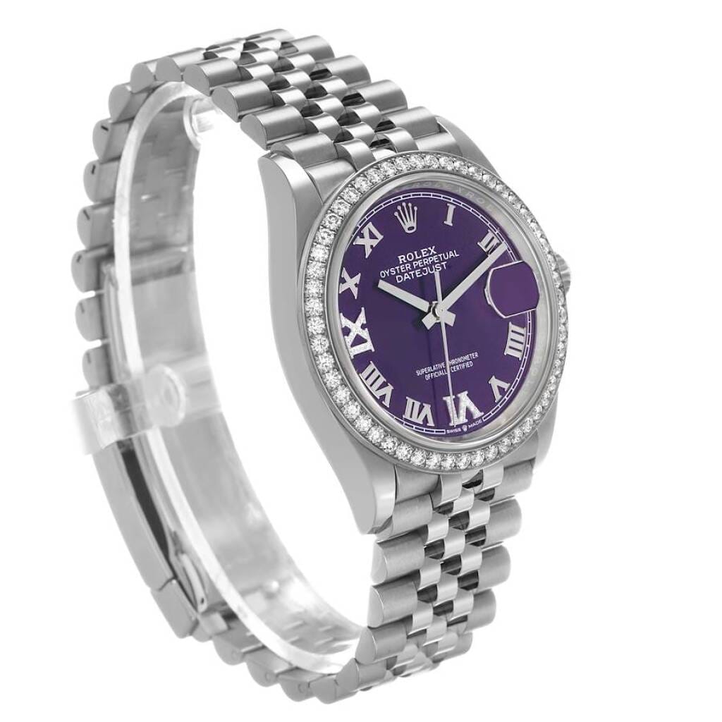 Datejust (Reference 126284RBR). A 36mm white gold stainless steel diamond-set automatic wristwatch with date. 2024