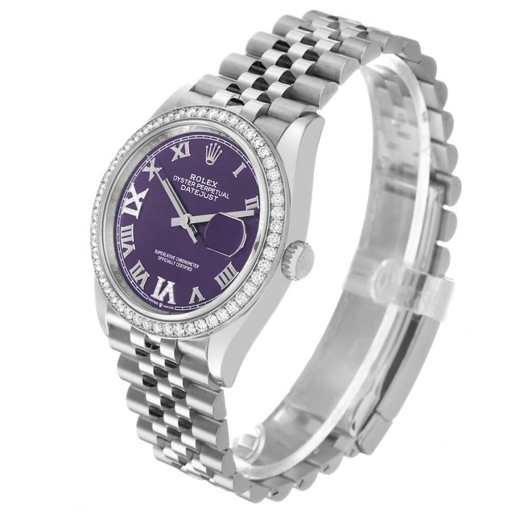 Datejust (Reference 126284RBR). A 36mm white gold stainless steel diamond-set automatic wristwatch with date. 2024