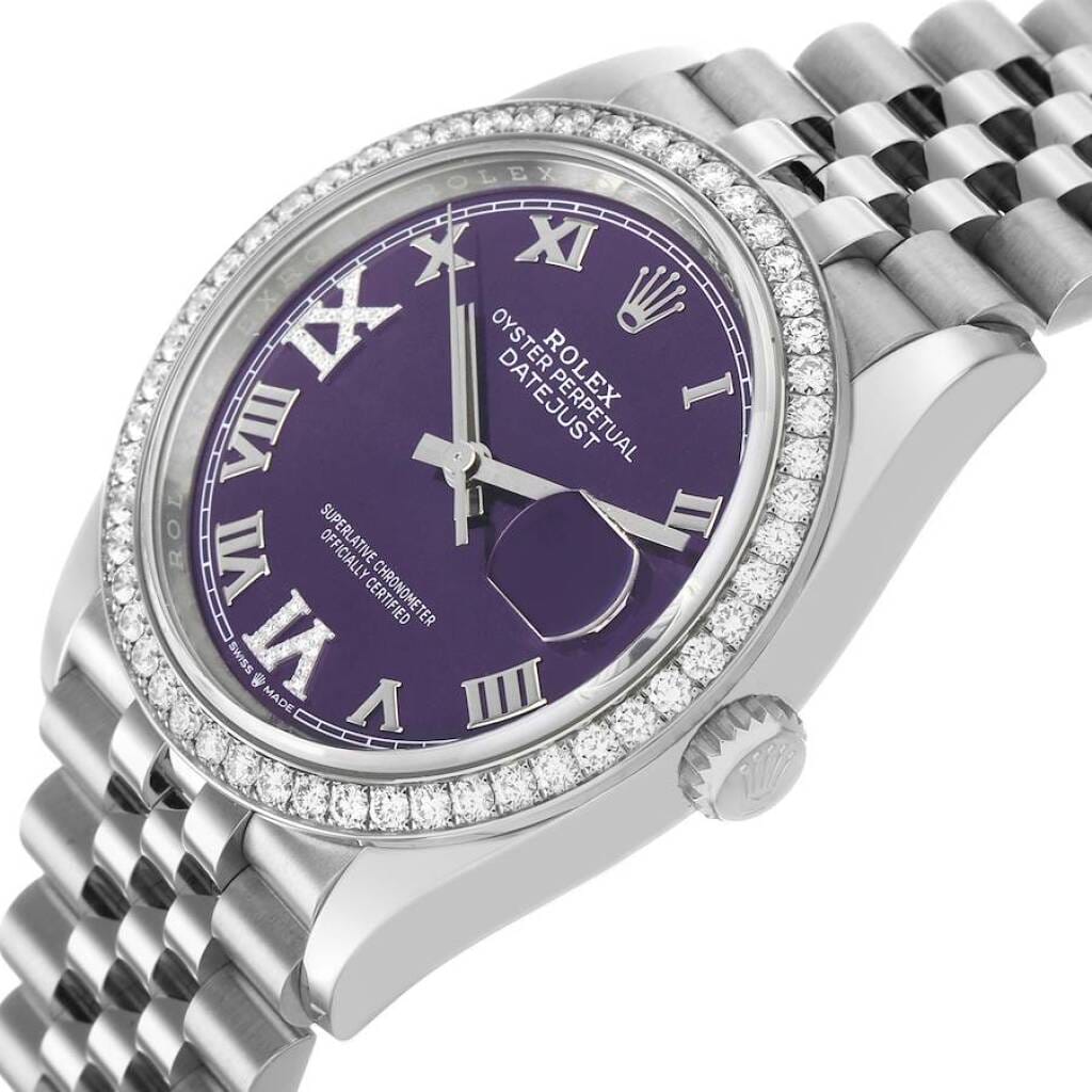 Datejust (Reference 126284RBR). A 36mm white gold stainless steel diamond-set automatic wristwatch with date. 2024