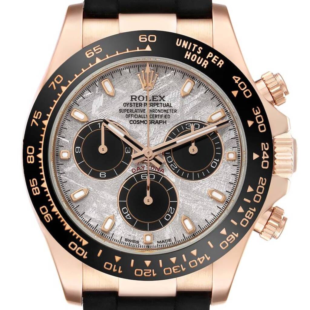 Cosmograph Daytona 'Meteorite' Dial (Reference 116515LN). A 40mm rose gold automatic wristwatch with chronograph. 2022