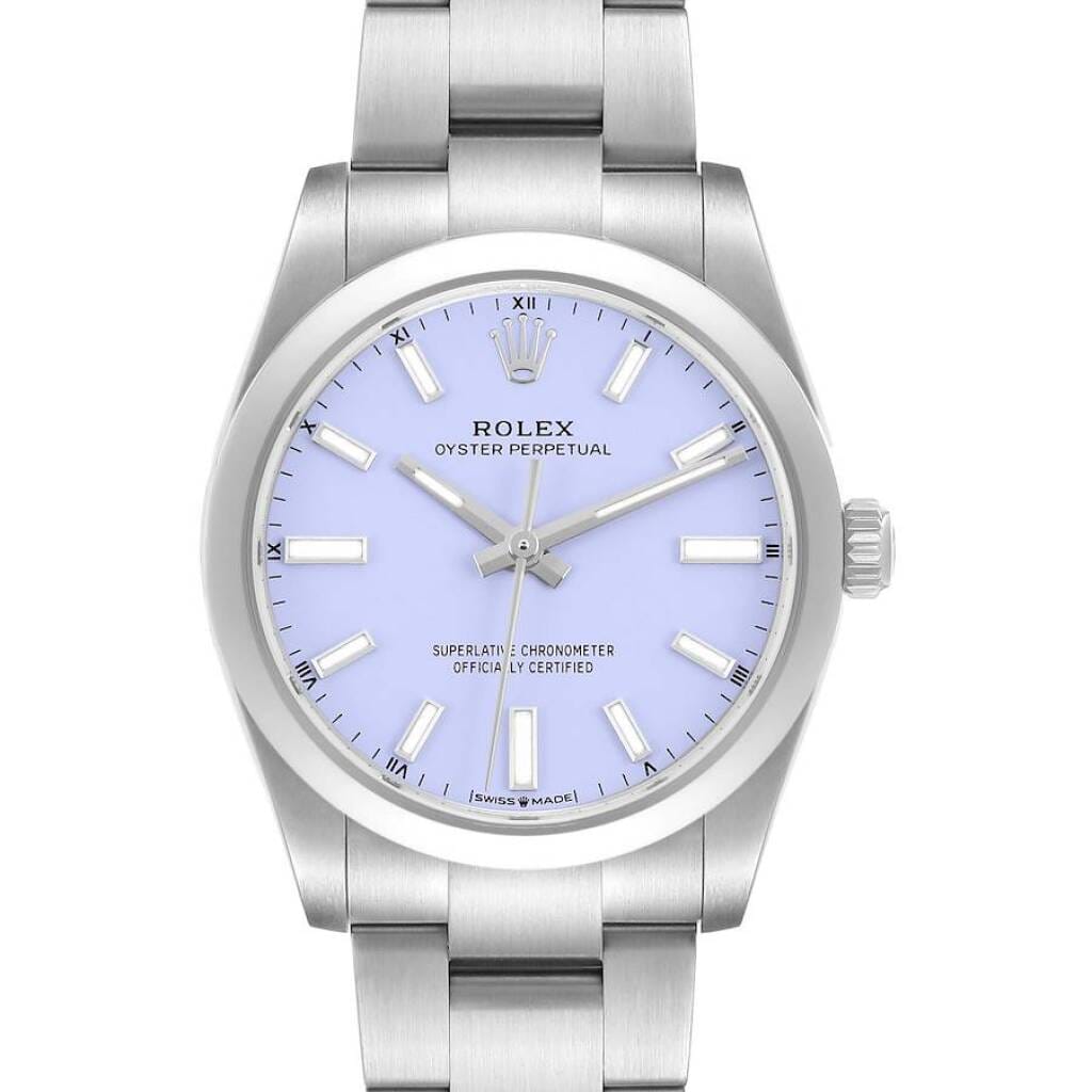 Oyster Perpetual Lavender Dial (Reference 124200). A 34mm unworn stainless steel automatic wristwatch. 2026